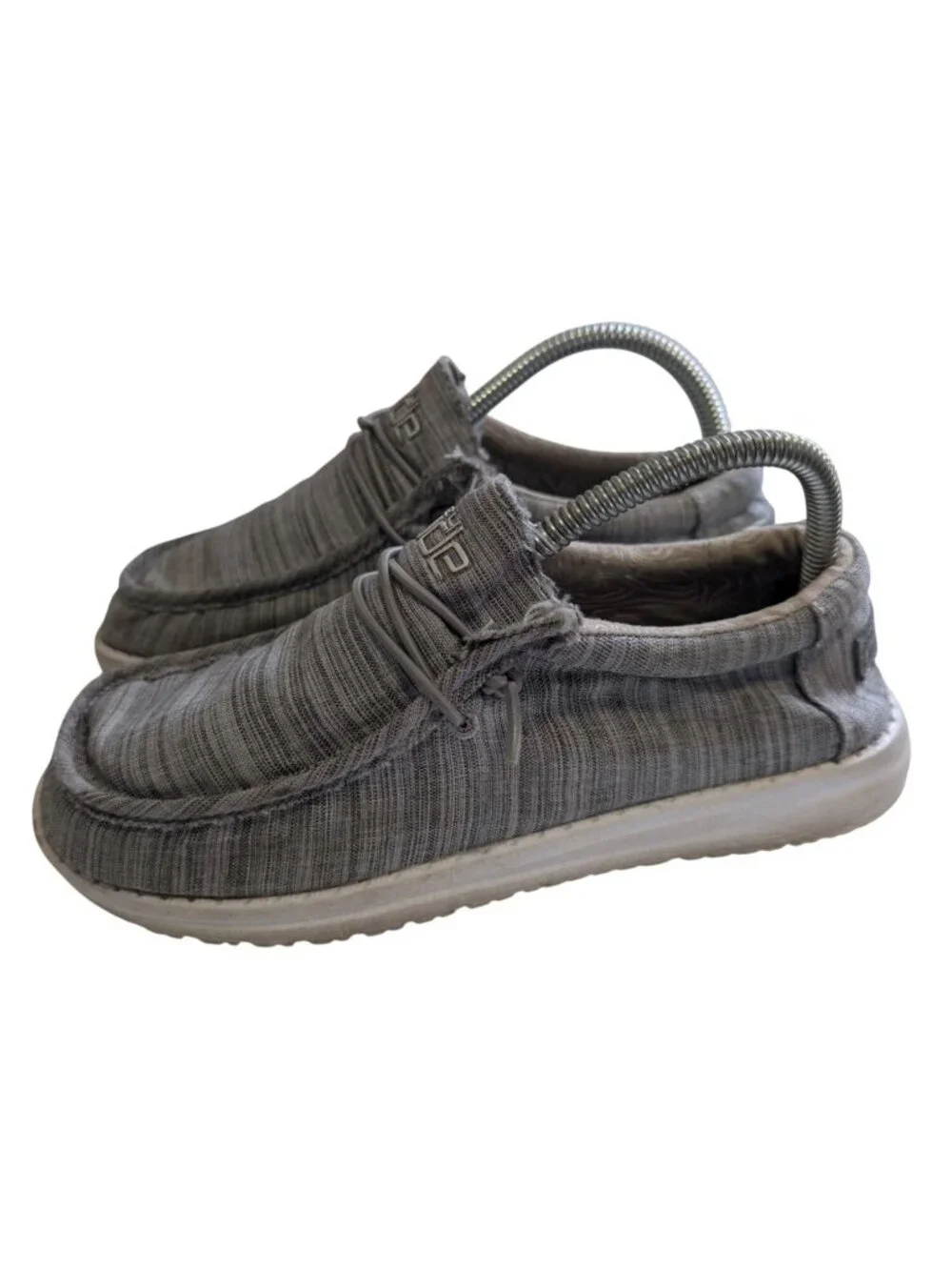 Hey Dude Wally Slip On Shoes Linen Stone Grey Size Youth 4 Women's 5 EU 36